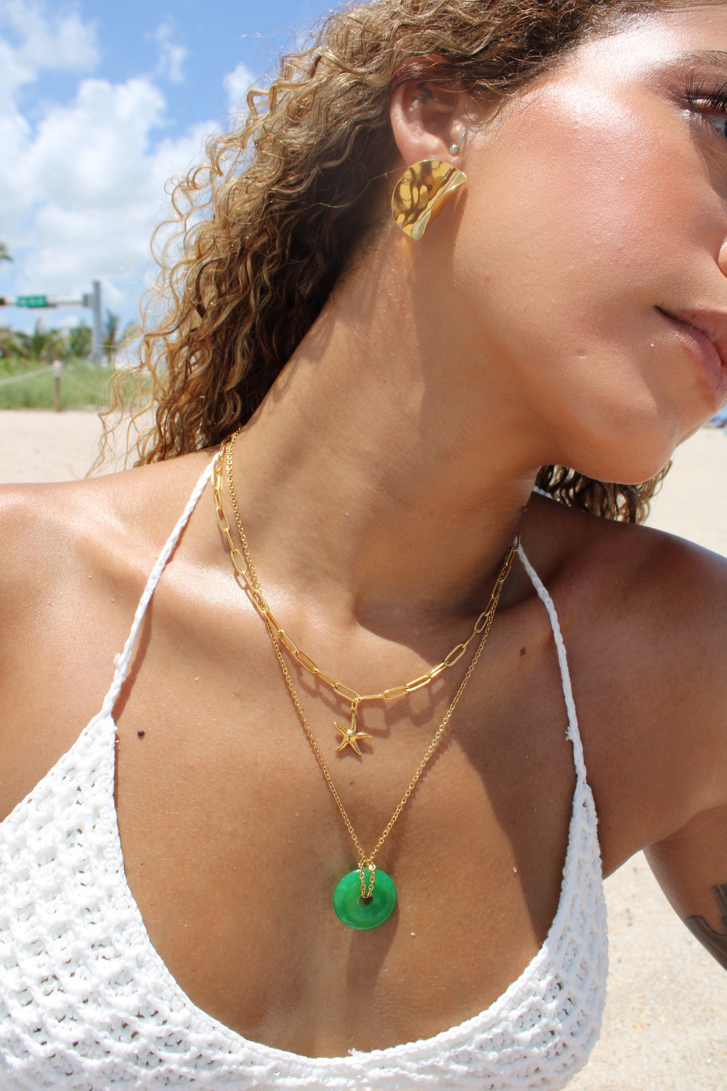 Starfish Jade Layered Necklace Set